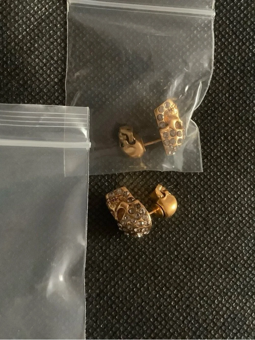 Alexander McQueen Gold Skull Cufflinks with Crystal Accent